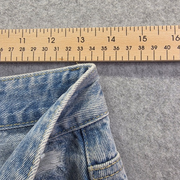 Cider Womens High Waisted Rhinestone Fringe Distressed Denim Shorts Light Wash S - Picture 7 of 10